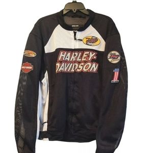 Harley Davidson Riding Gear Jacket Adult XL Polyester Mesh Black/White/Orange
